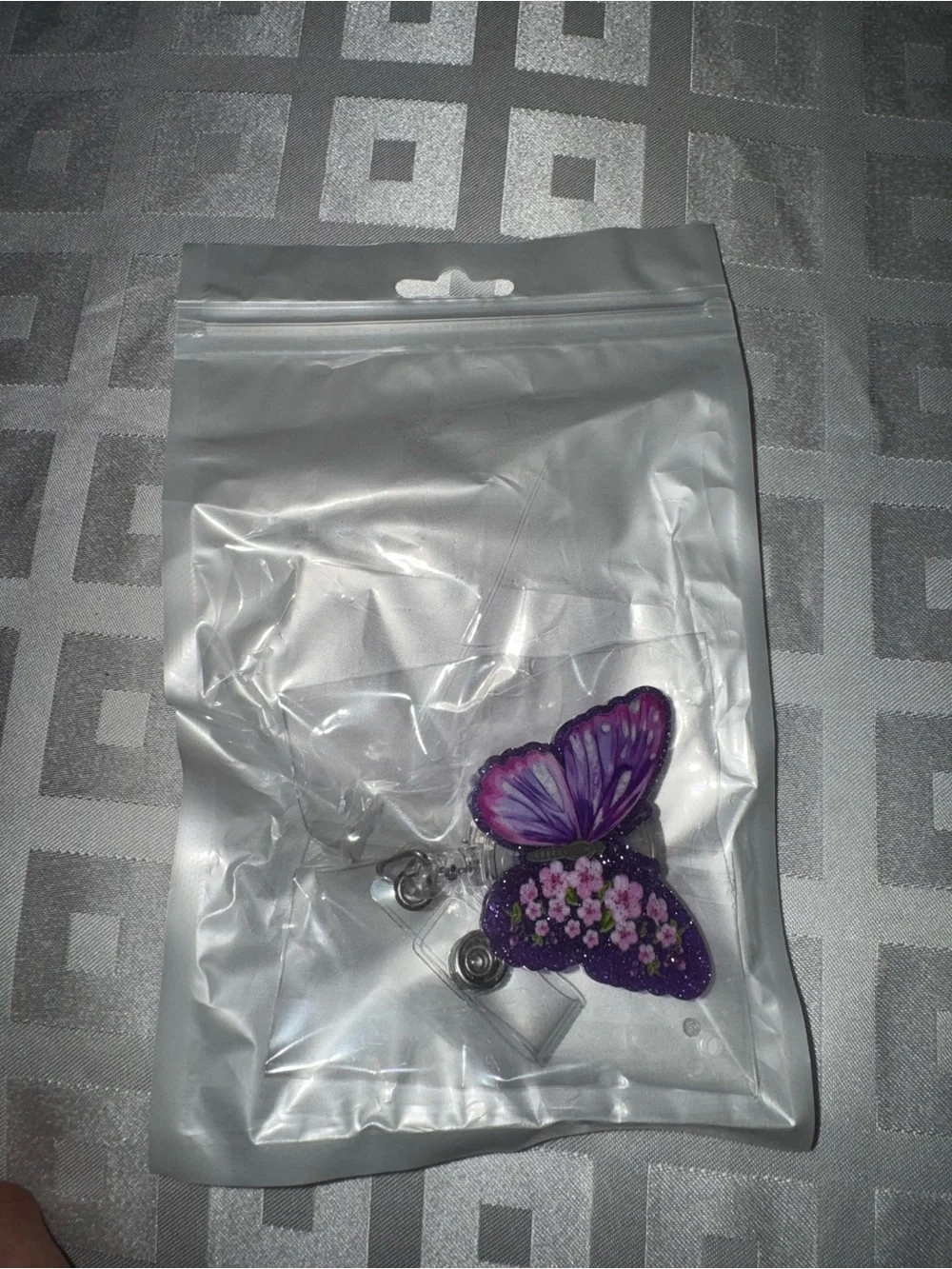 Soleebee Purple Butterfly Nurse Badge Reel, Cute Bling Retractable Badge Holder,